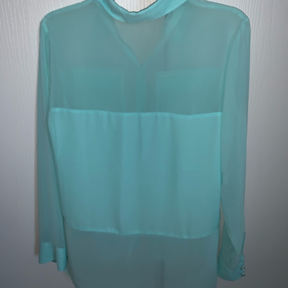 Express Sheer boxy button up shirt